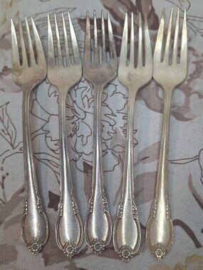 5 International Silver Silverplate 1847 Rogers REMEMBRANCE 6-3/4" Salad Forks